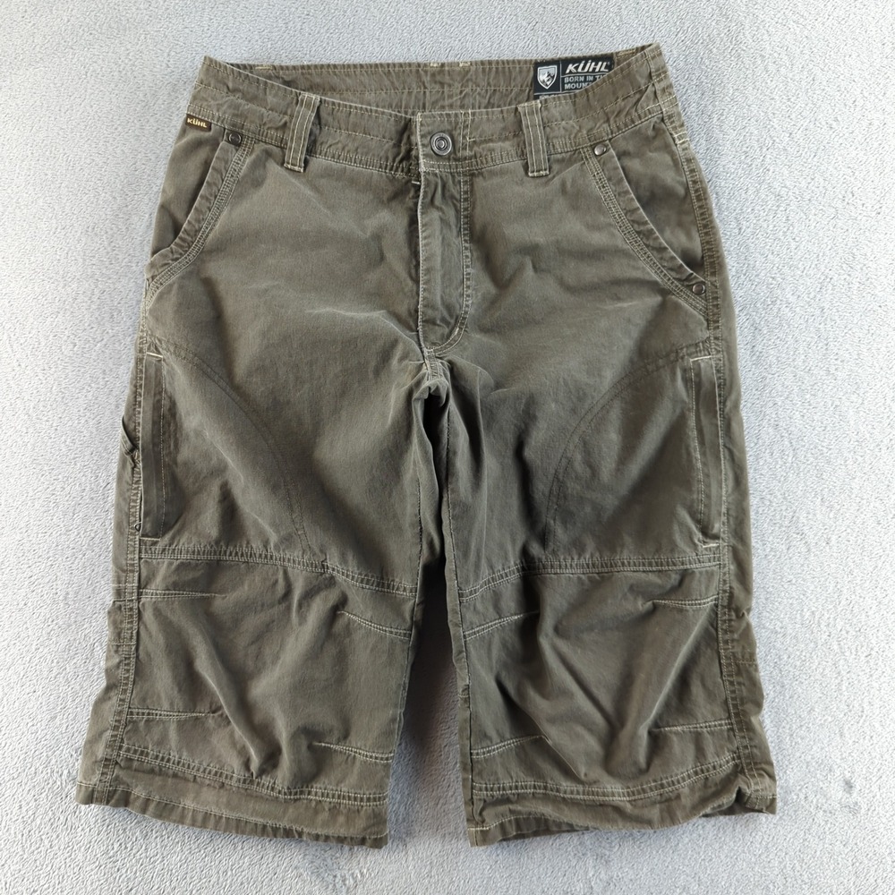 Kuhl Krux Cargo Shorts Mens 30 Olive Green Hiking Outdoor Cotton Blend Pants